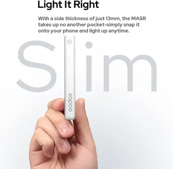 GODOX MA5R RGB LED Phone Light Magnetic Charging Full-Color Mini on Camera Video Lights,Selfie Lighting for Photography/TikTok detail image