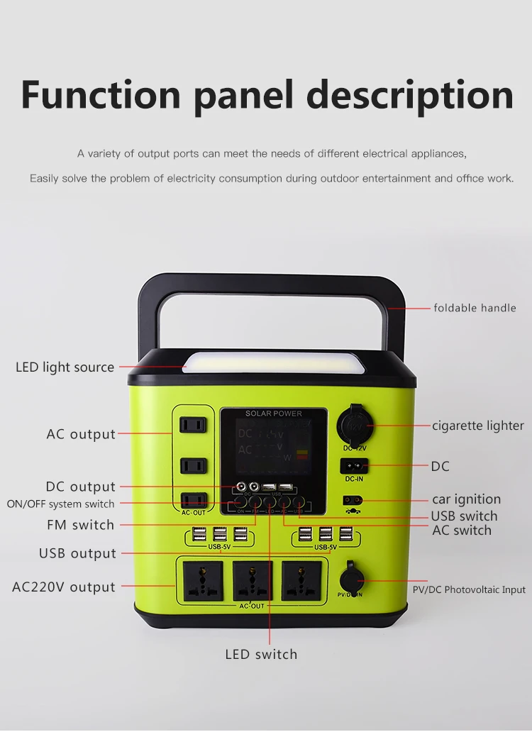 High Quality 1500W LED Display Camping Outdoor Emergency Charging Solar Energy Storage Portable Power Station