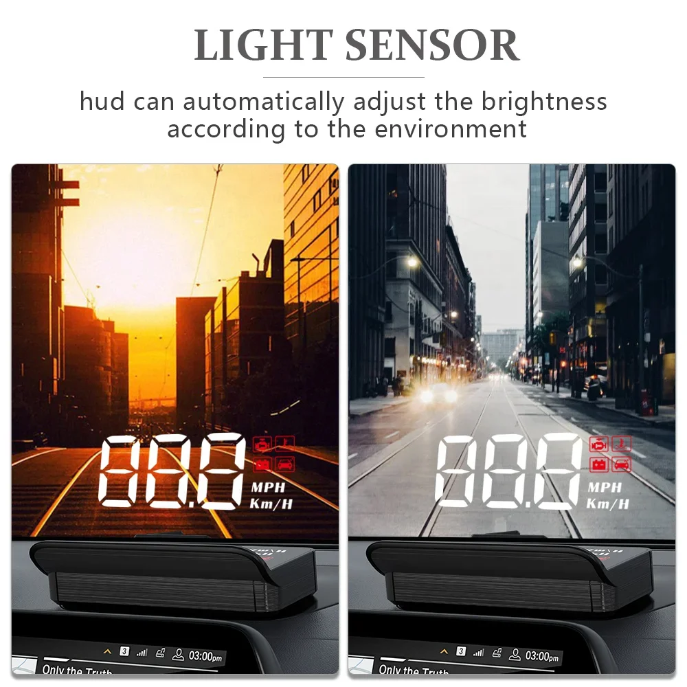 WiiYii M3 Factory Car HUD Windshield Window Display Speed Water Temperature Speed Heads up Display OBD2 for Vehicles