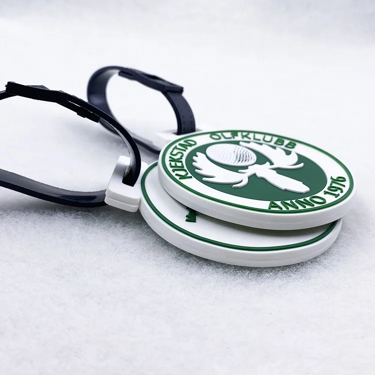 Custom Soft PVC Golf Bag Tag Embossed Logo Silicone Rubber Bag Tag for Golf Event factory