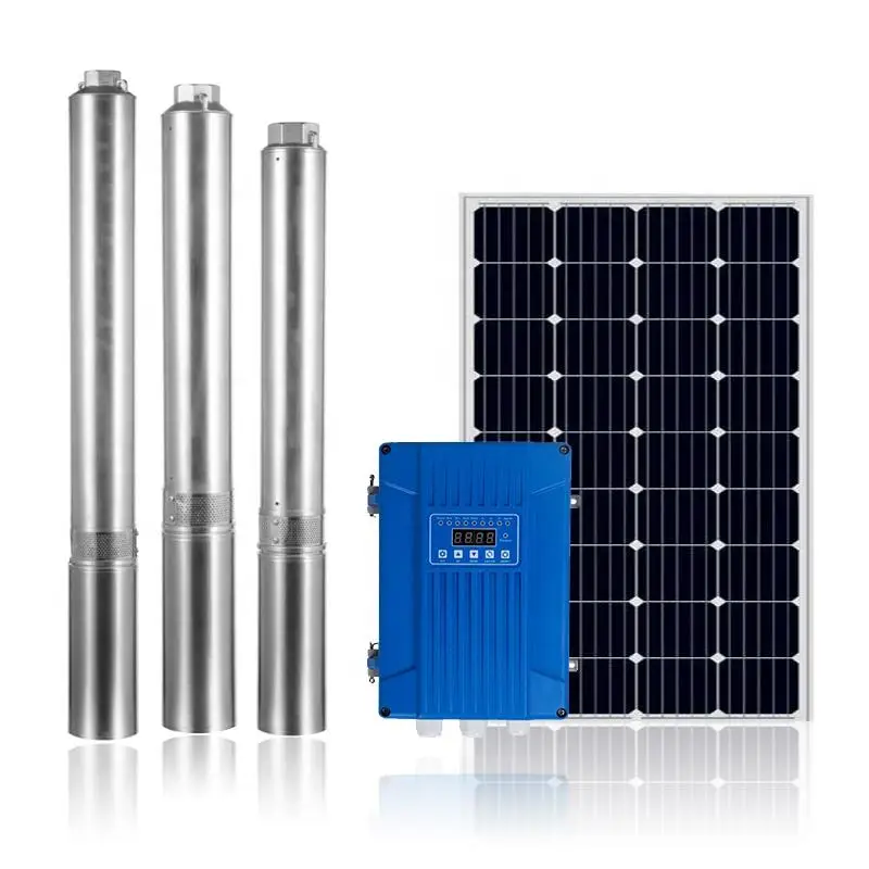 DC 1.5HP 1500W SS Impeller Submersible Solar Water Pump System Solar Borehole Pump 116m Head Power Solar Pump