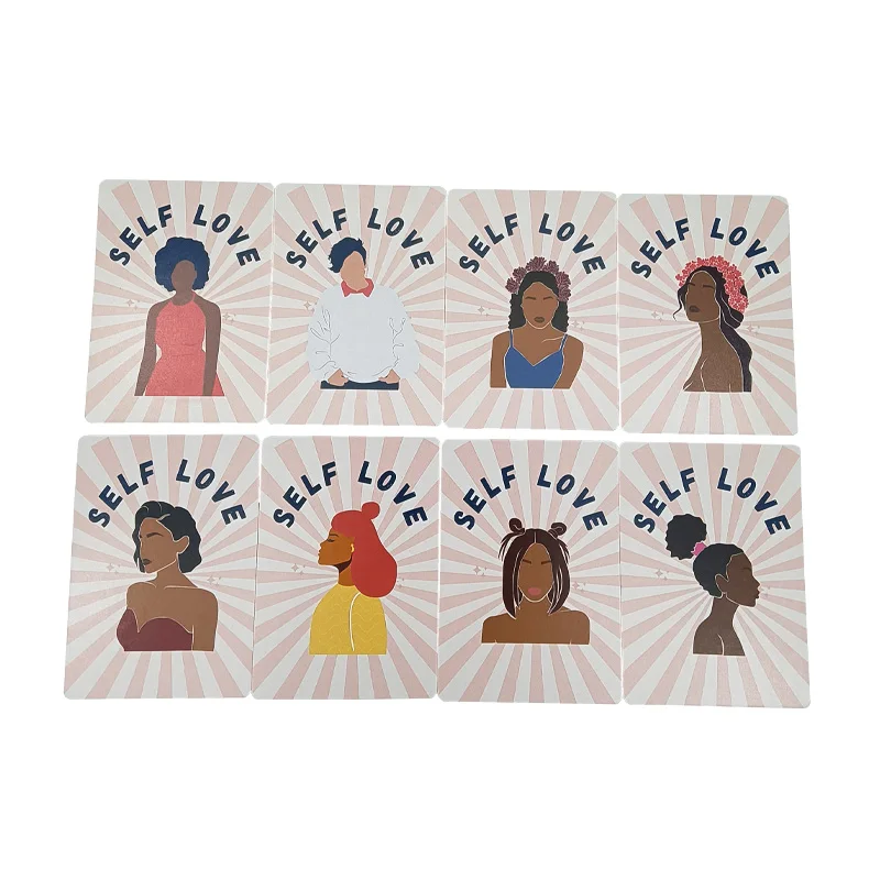 Customizable Self-Love Affirmation Flash Cards for Women Positive Printed on White Background Paper Material Custom Packaging