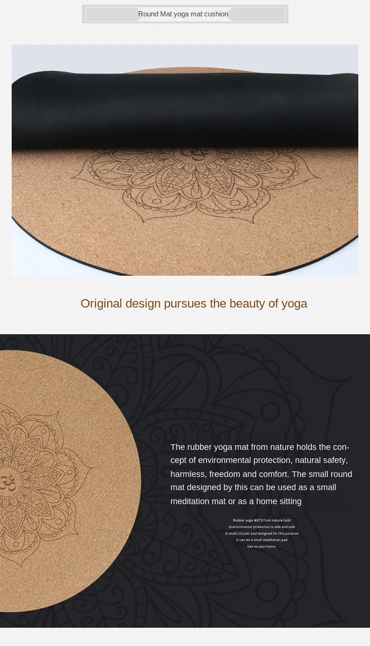 Natural Color Datura flowers Eco Friendly Large Anti-slip Custom Design Sustainable Fitness Cork Round Meditation Yoga Mat