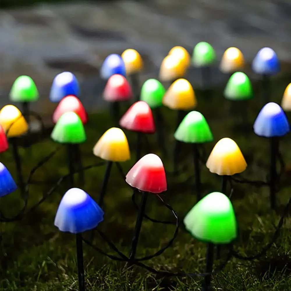 LED Solar String Lights Plug Mushroom String Lights Outdoor Waterproof Christmas Day Garden Landscape Lights