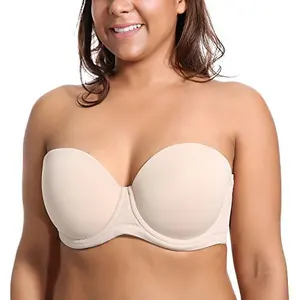 Cross-border Sexy Solid Pattern Underwire Support Half Cup Detachable Strap Women's Three Hook-and-eye Closure All-season Bra