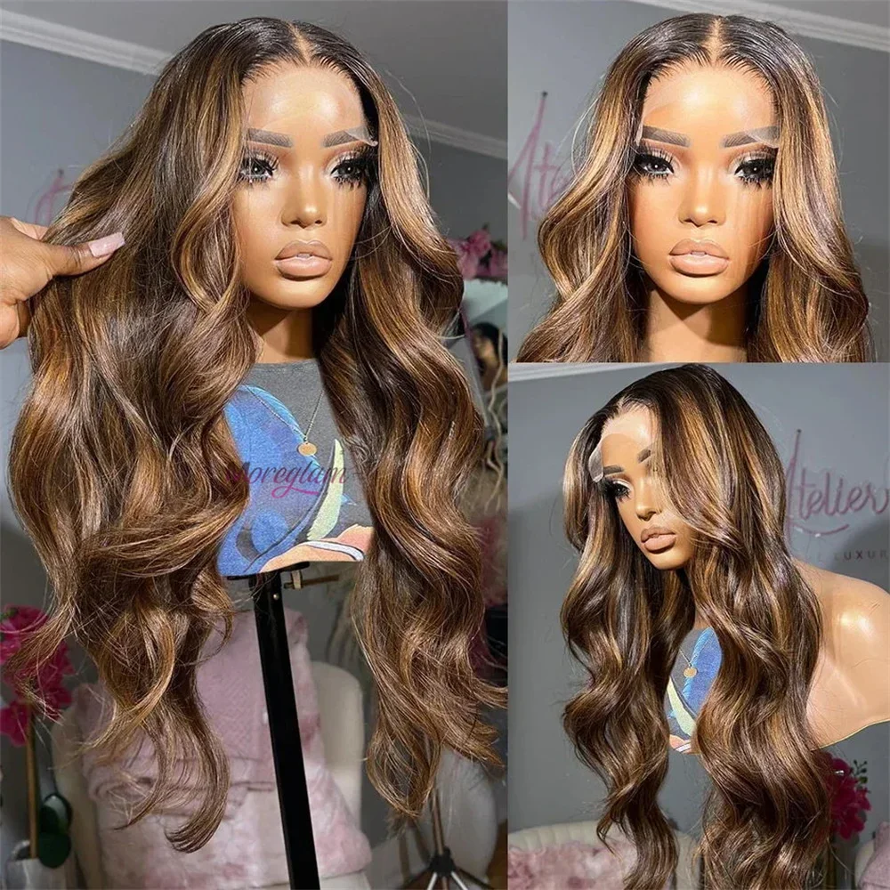 Blonde Highlight Lace Frontal Wigs for Black Women 180% Density Body Wave Malaysian Remy Human Hair_voghion.com