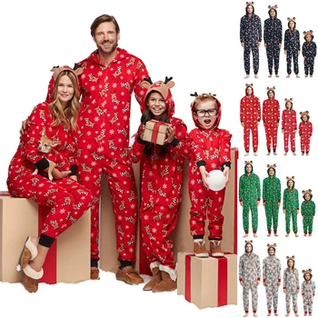 Family Pajamas Jumpsuit Matching Sets Christmas Pajamas Reindeer Family Christmas Onesie Pajamas