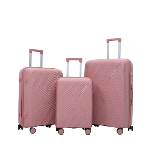 Luxury Unisex Style 3-Piece Trolley Suitcase Set Factory Wholesale PP Material Spinner Lock Colorful Travel Luggage Bag