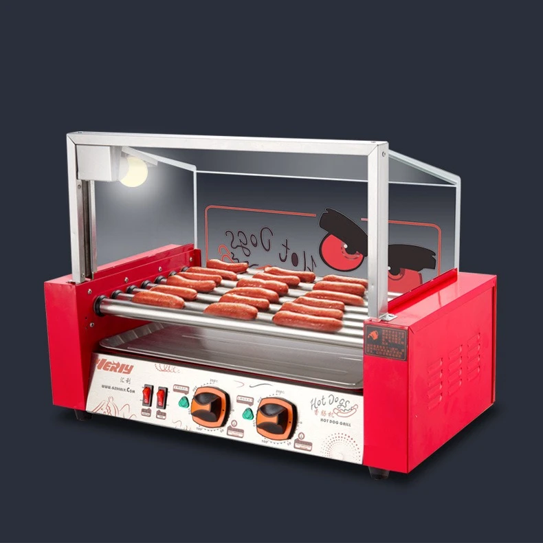 TEBAK Hot Dog Machine Commercial Adjustable Insulation Sausage Oven Stainless Steel Five Row High-efficiency Evenly Heated