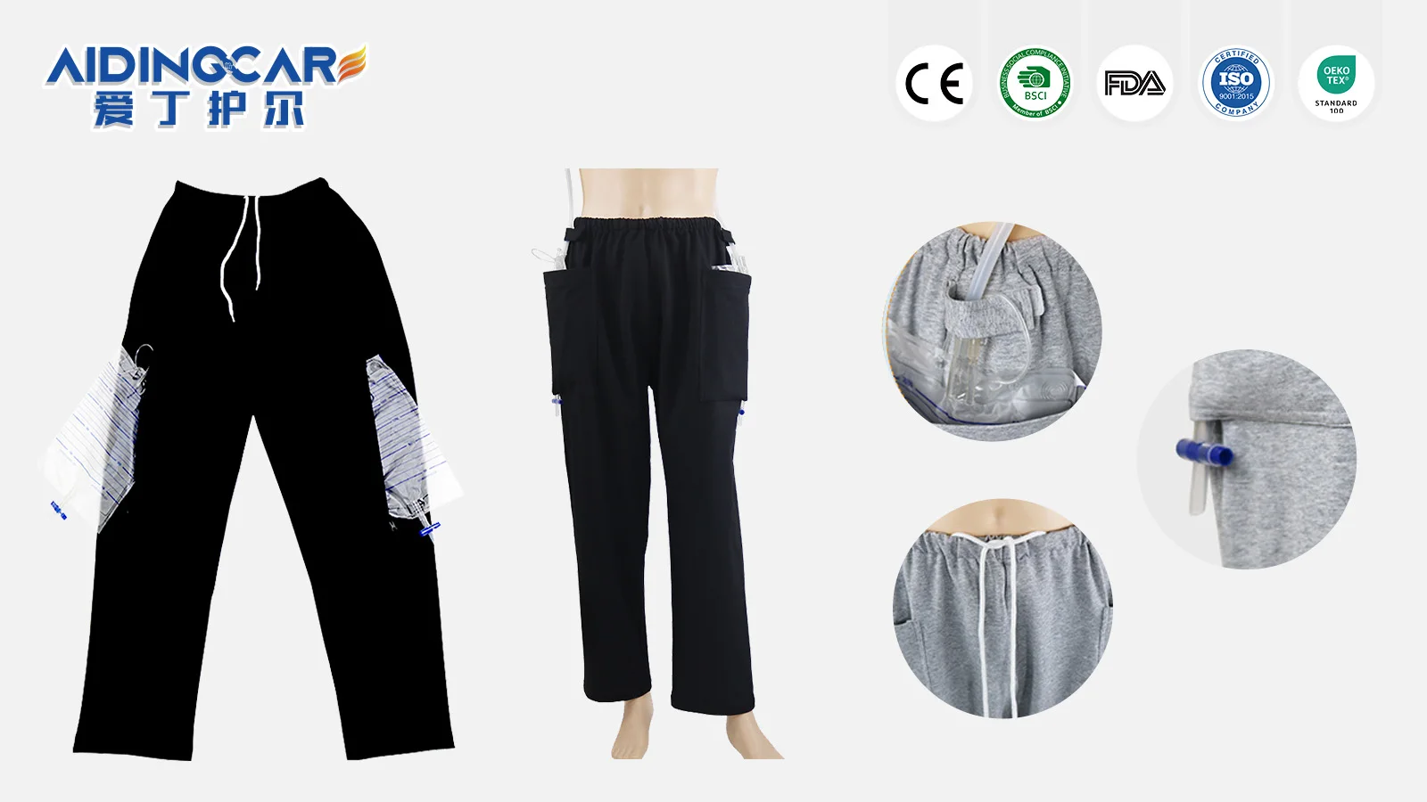 Wholesale Cotton Polyester Patient Gowns Two-pocket Long Fistula Pants - product detail 1