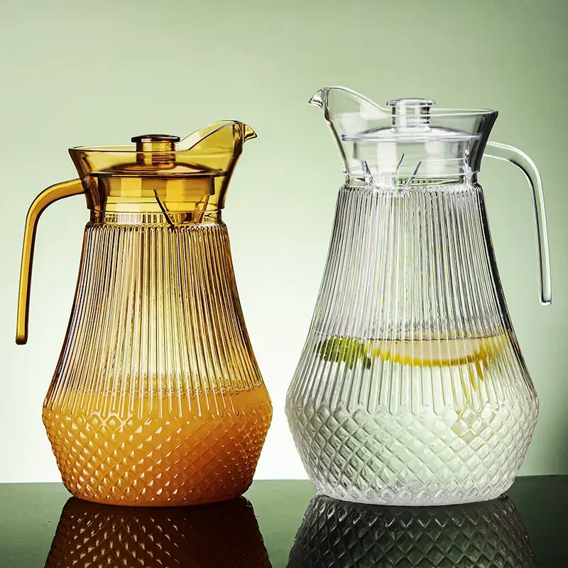Glassware Octagon Diamond Pattern Cold Glass Water Bottle Tea Pots & Kettles Product 1100ml Glass Cold Water Jug