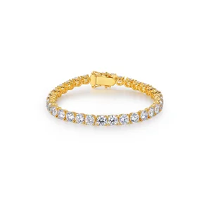 Trendy 5mm 1 Row Shiny Tennis Chain Bracelet Men Hip Hop Iced Out Bling Diamond Bracelet Jewelry 9k Gold Charm Bracelet