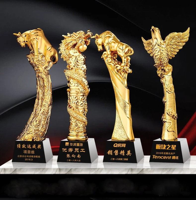 product factory new design crown crystal resin trophy with black crystal base-33