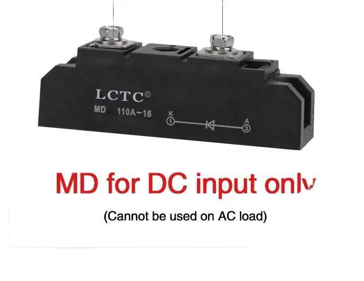Solar Diode Anti-Reverse One Way Diode MD 110A(100Amp)-16;Use Voltage Range: AC < 400VAC ;DC 3-1000V;Used In Photovoltaics, Solar Energy, Solar Cells And Solar Panels 12V 24V 48V