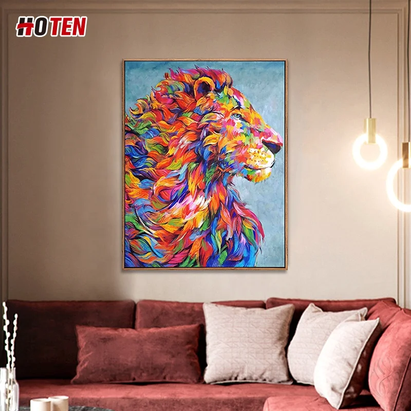 純粋な手描きの油絵抽象ライオンW 純粋な手描きの油絵抽象ライオンW
