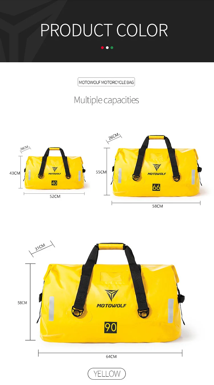 Motowolf Outdoor Sport Large Capacity Travel Bag Reflective Wear-resistant Dry Duffel Bag