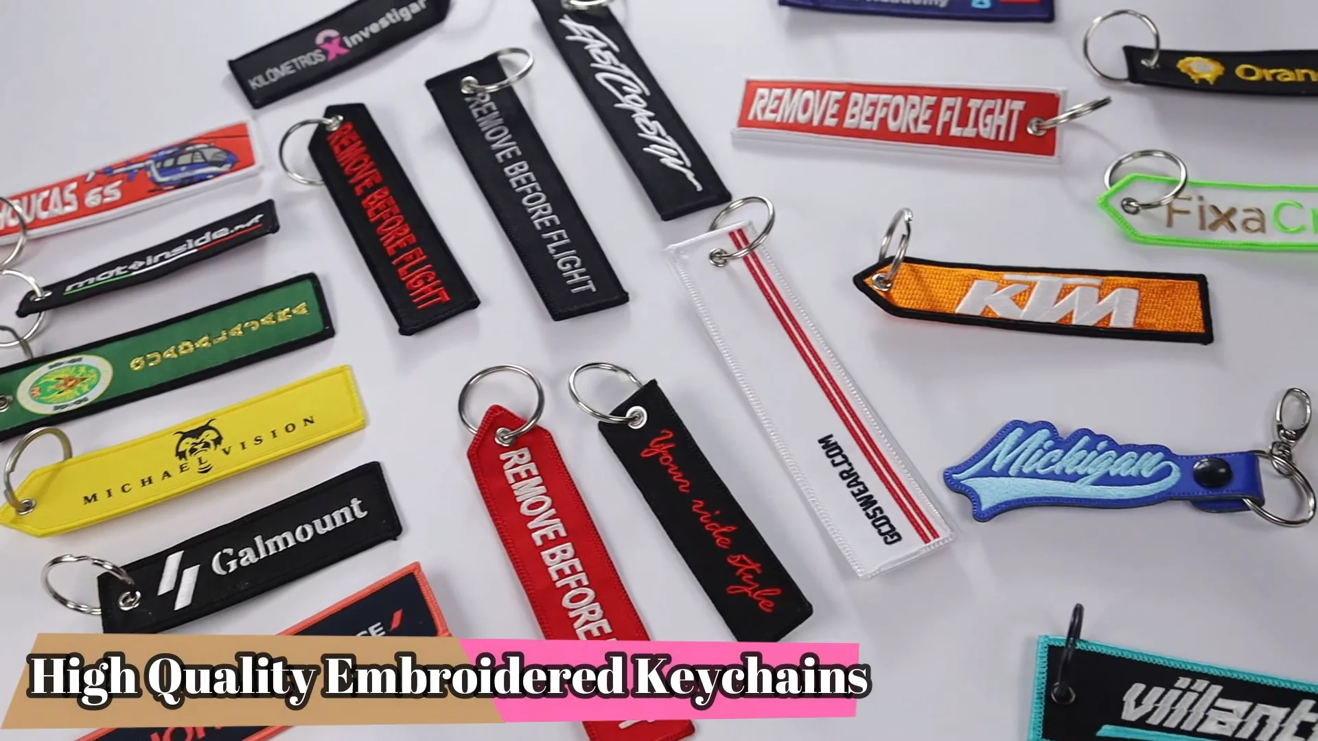 Wholesale Cheap Design Custom Brand Name Logo Embroidery Fabric Airplane Keychains For Before