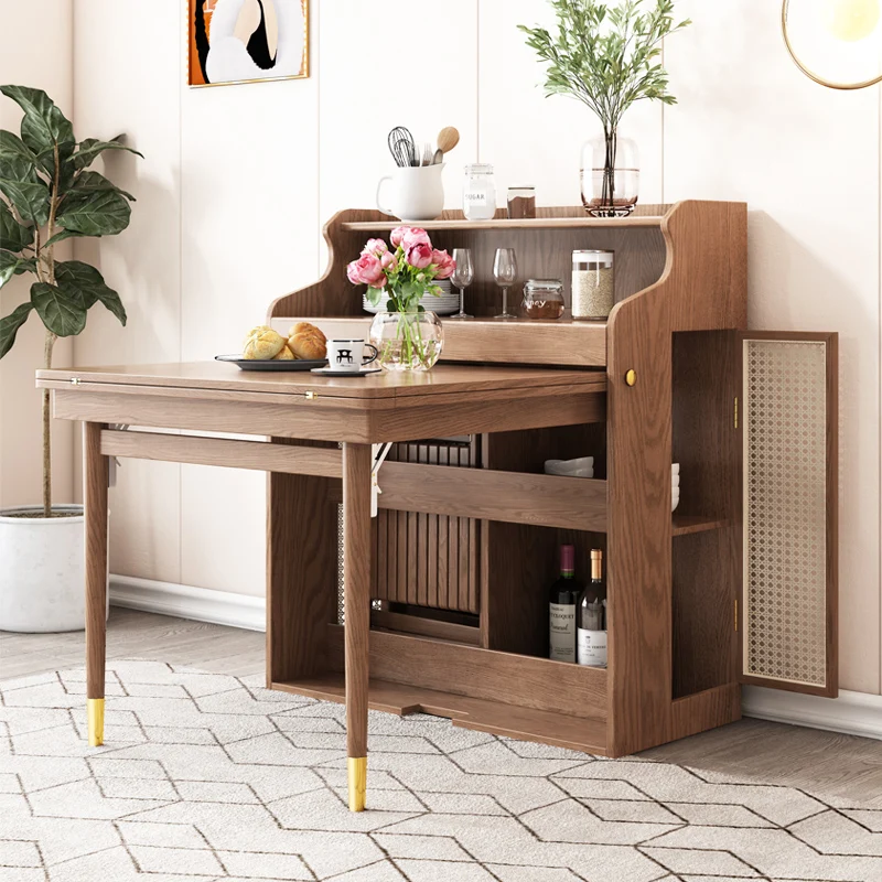 Nordic Multifunctional Storage Mesa de comedor plegable de madera