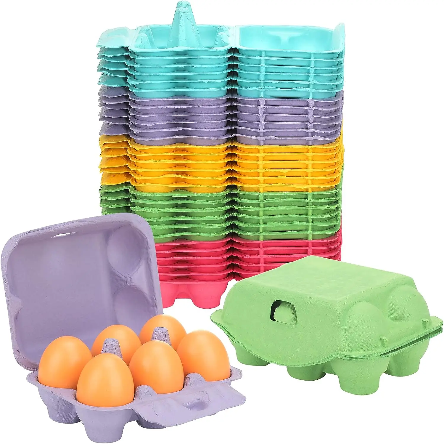 Nuenen 200-Pack Paper Egg Cartons – Holds 12 Eggs, 2x6 Design, Sturdy & Absorbent For Farms Or Home