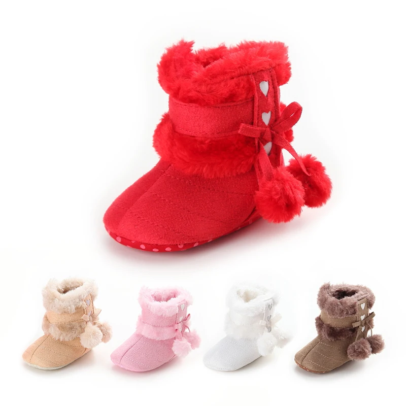 Baby Girls Cute Hot Pink Warm Soft Bottom Boots Booties 0-18 Months 