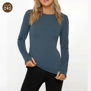 Custom Logo Casual High Quality Cotton Long Sleeve T-Shirt for Women  Breathable Sports Yoga Fitness Top