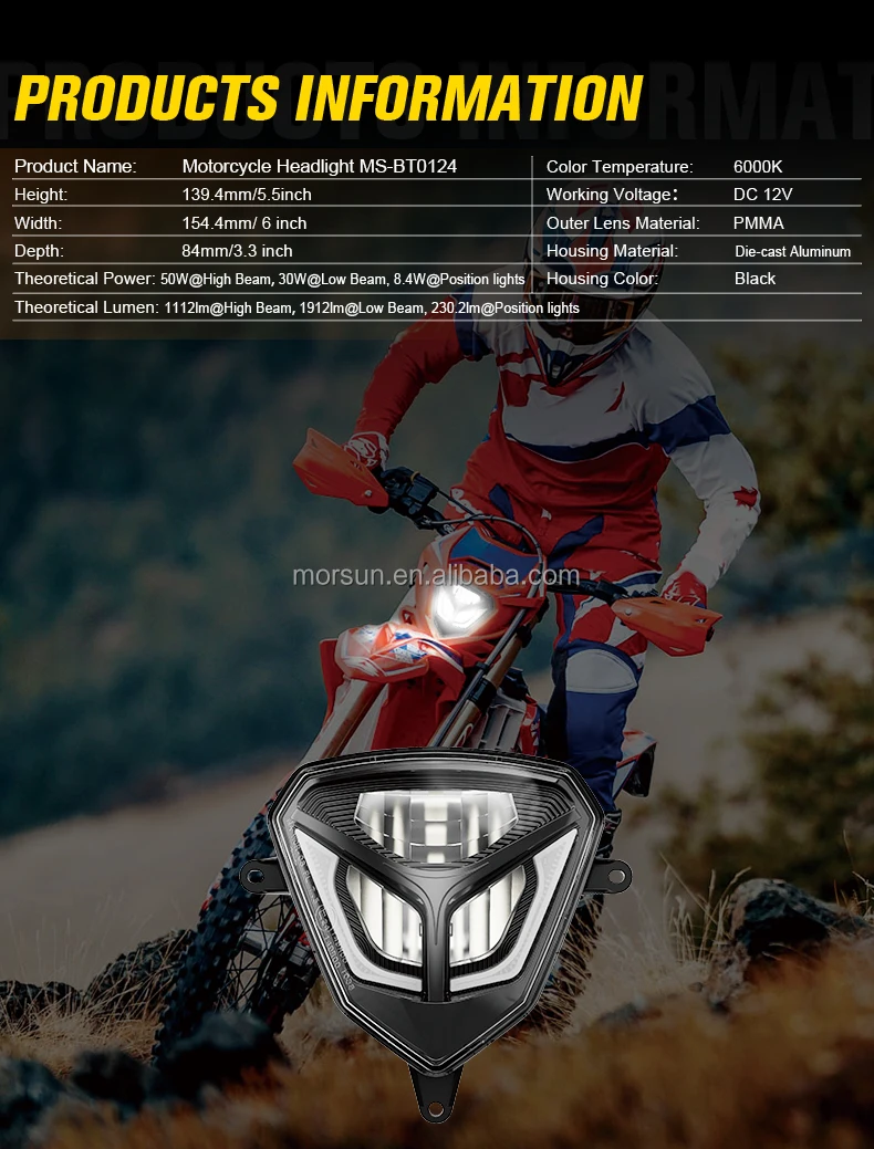 オートバイLEDヘッドライト に適合する RR 2T 4T 125 200 250 300 350 390