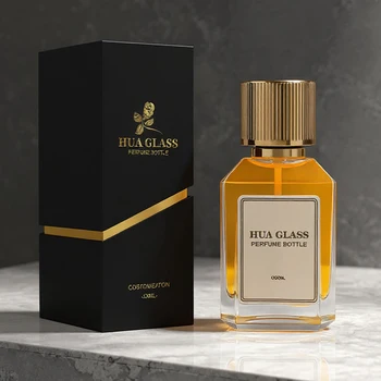 Low MOQ Custom Logo Empty Glass Perfume Bottle Luxury 30ml 50ml 100ml Square Perfume Bottle with Labeling Area Package Box
