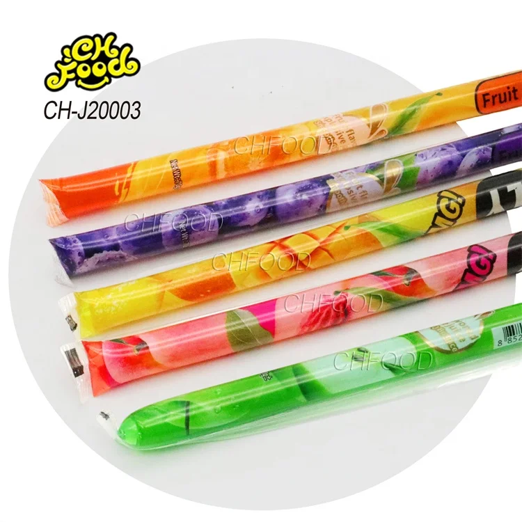 Low MOQ Wholesale Blueberry Mango Orange Peach and Apple Flavors Long Stick Fruity Jelly Pudding Candy Sweets for Kids