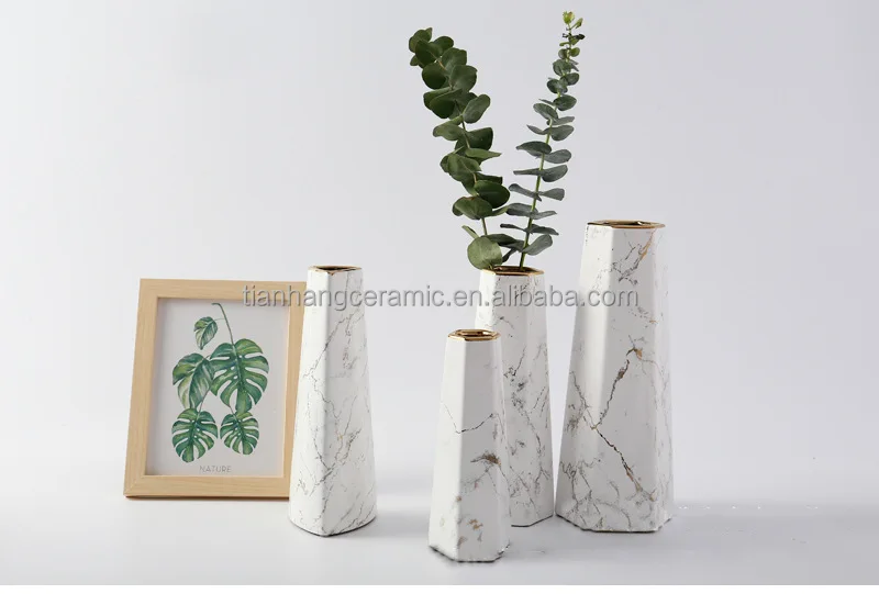  Wholesale modern living room wedding decorative porcelain flower pot Golden edge green and white ceramic vase for home decor.jpg