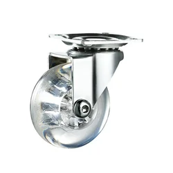Amazon Hot Style PU Inserted Rod Casters Boss Office Casters Transparent Wheel Silent Office Casters