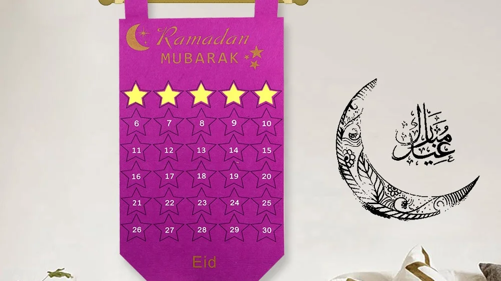 Ramadan Calendar Eid Mubarak Countdown Felt Calendar Ramadan Advent Calendar With 30 Reusable Star 30 Days Felt Bum Bumy I.78376360