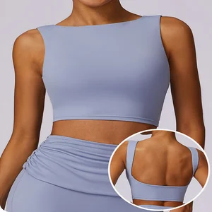 Wholesale Custom Ladies Sexy Sleeveless Lightweight Fitness Athletic Workout Yoga Vest Beautiful Breathable Back Removable Chest