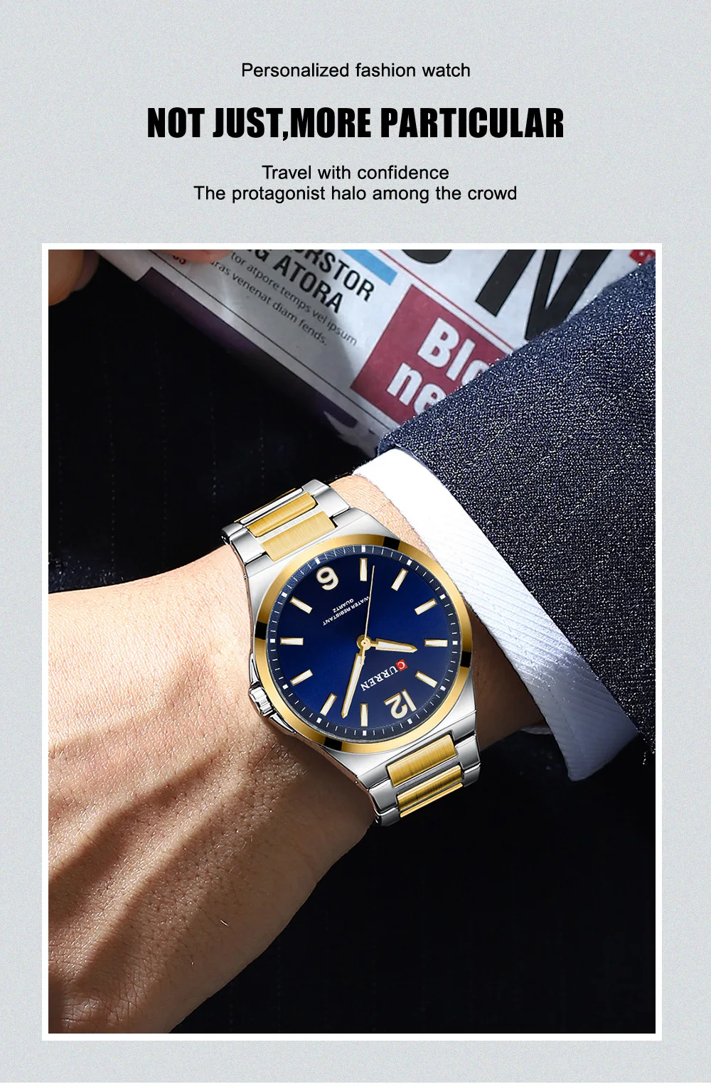 CURREN 8493 Classic Vintage Men's Quartz Watch 42mm Brand Original Wristwatches with Stainless Steel Band Luminous Hands Gift