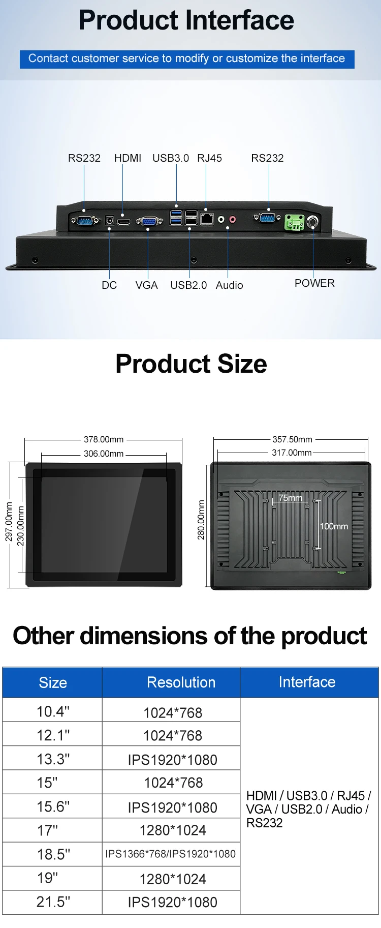 15 " Industrial Touchscreen All-in-One PC J9001 Win10/11/Ubuntu Wide Temp Dustproof 4G+128G SSD Fanless for Factory/Automation