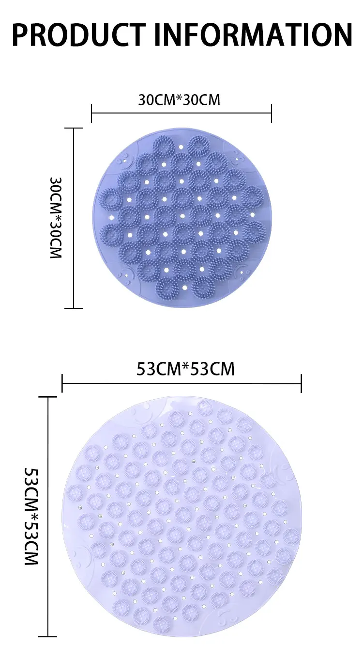 Non-slip Round Bathroom Mat Safety Shower Bath Mat Plastic Massage Pad Bathroom Carpet Floor Drainage Suction cup Bath Mat factory