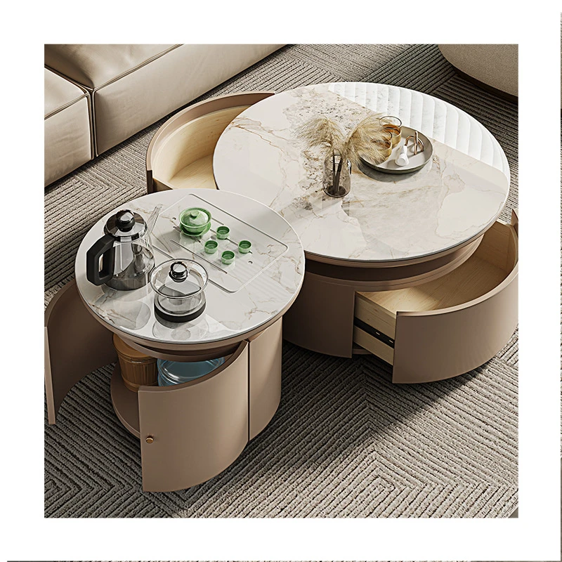 Modern Simple Small Household Rock Panel Tea Table Multi-Functional Round Kung Fu Size Combination Tea Table
