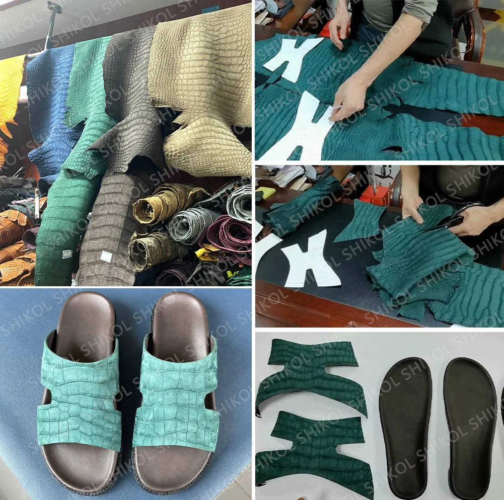 SHIKOL Luxurious Ramadan Ostrich Leather Mens Shoes Manufacturer Handmade  Footwear Factory Gulf slippers Men Arabic Sandals