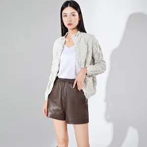 Miyake Pleated Women's Clothing 2025 Autumn New Pleated Tops Personalized Casual Single-Breasted Long-Sleeved Shirts