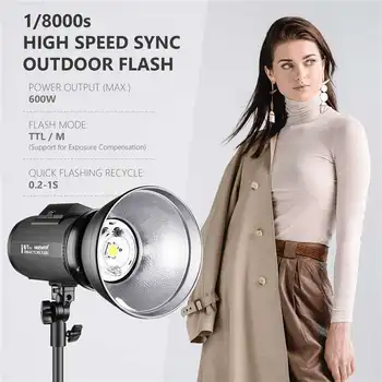 Neewer I6t Ex 600W 2.4G Ttl Studio Strobe 1/8000 HSS Flash Moonlight, Wireless Trigger/Modeling Lamp/Recycle detail image