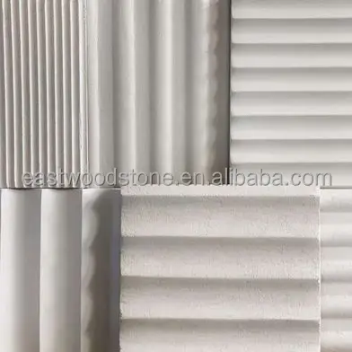 Customized Fluted Marble Stone Tile - White Polished Round Stripe ...
