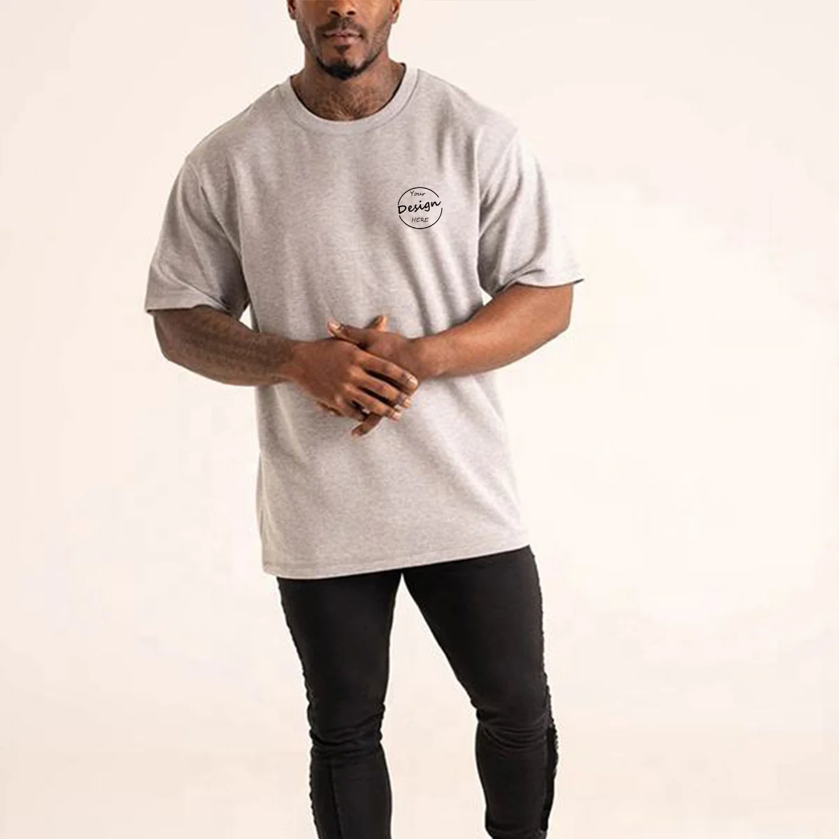 High Quality Printing Heavy Weight T Shirt 300gsm T Shirt Oversized Street Wear Boxy Drop Shoulder Tee Shirts for Men