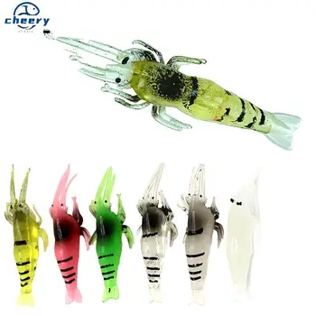 CHEERY 10pcs/bag T-BAIT SS-2 High Quality Luminous Soft Shrimp Artificial Bait Lures for Pike Bottom Fishing with Hooks – Soft Lure – view 2