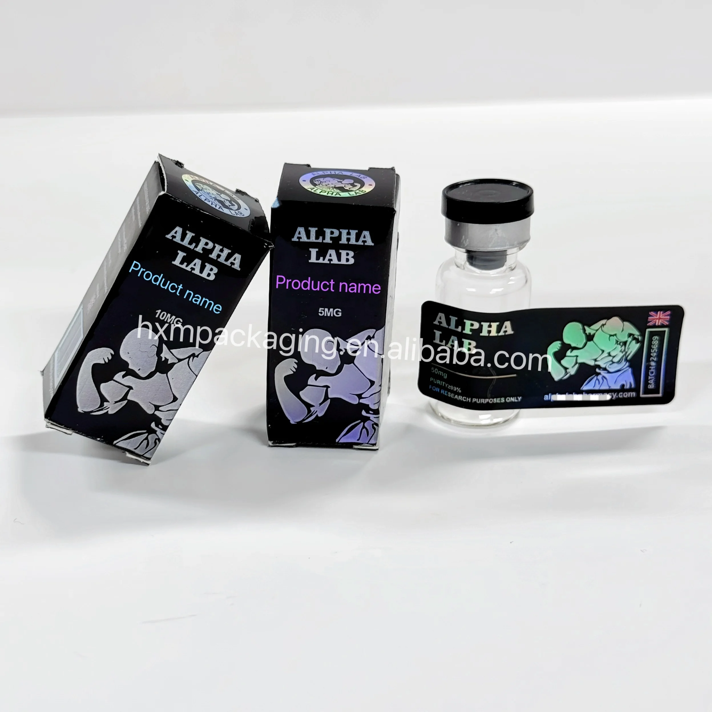 Benutzerdefiniertes Markennamen-Druck kleines Box für 2/3/5/7ml Flakonverpackung Peptii Des Ghr Pmt2 PTI4I Flakonbox mit Hologramm-Etiketten