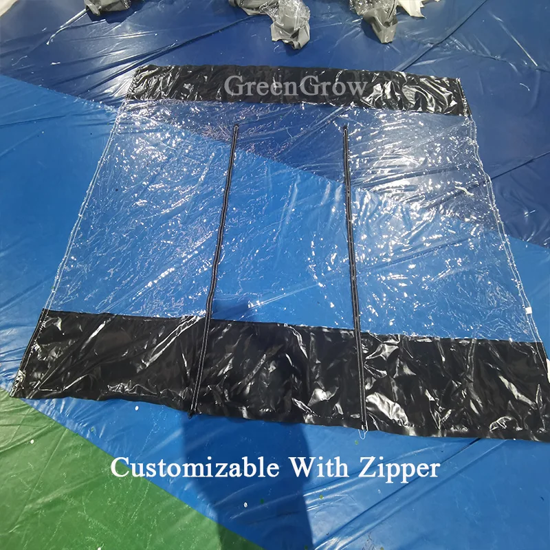 Customized Splicing Transparent Tarpaulin Zipper Style Stall Snack Street Store Car Wash Shop Enclosure Outdoor Curtain Canopy