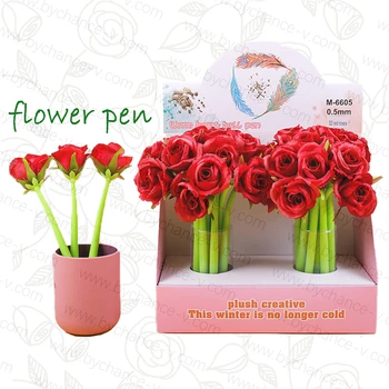 cheap wedding favors wedding guests gift idea realistic red rose flower pen for Valentine's Day promotional giveaways