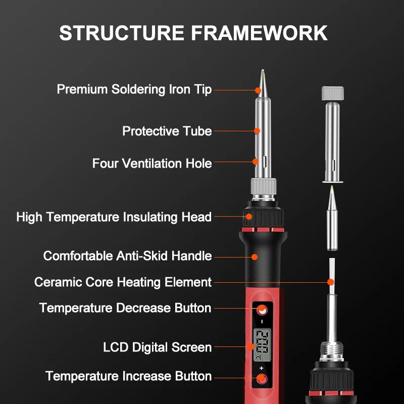 FRANKEVER 38 tips temperature adjustable pyrography kit wood burning tool Kit de pirografia,herramienta para quemar madera