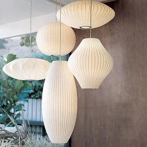 Japanese Modern Simple Farmhouse Special Hotel Fabric Pendant Light for Home White Round Ball Kitchen Mall Pendant Lamp