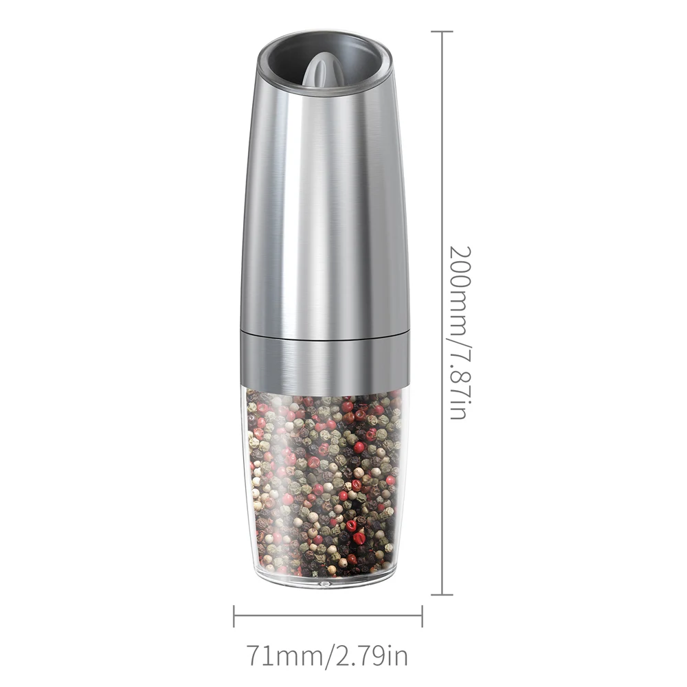 Kitchenware 135ML Stainless Steel Spice Grinder Gravity Electric Salt & Pepper Mill Grinder by Battery Operated