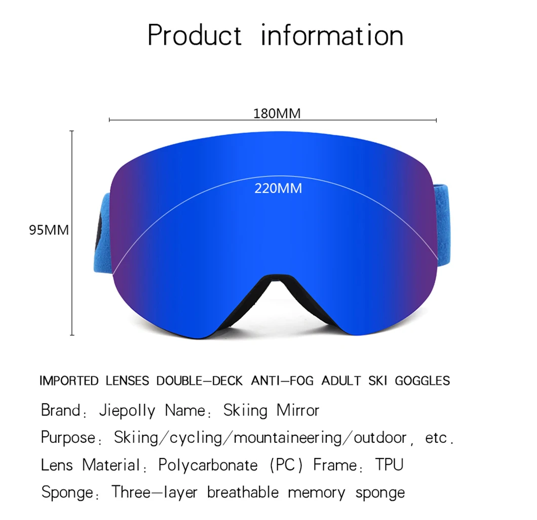 Factory Custom Sports Uv400 Snowmobile Lens Ski Sunglasses