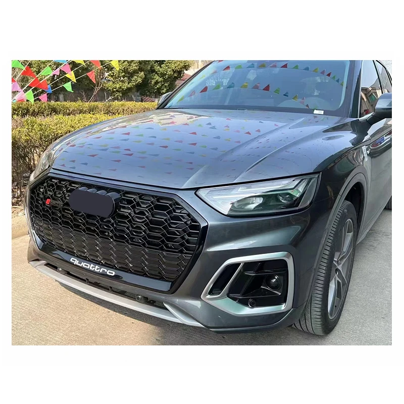車Q5 SQ5クロームブラックハニカムメッシュグリルRSQ5スタイル
